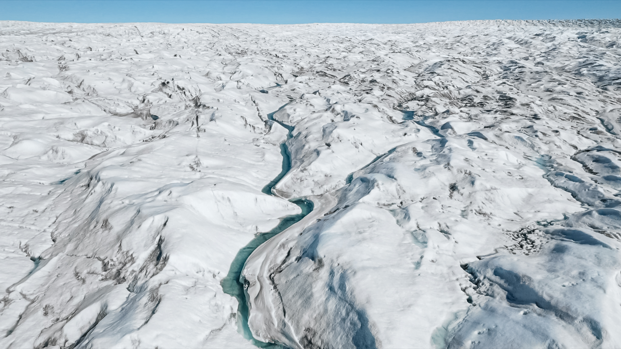 pan and zoom out over polar ice cap, greenland